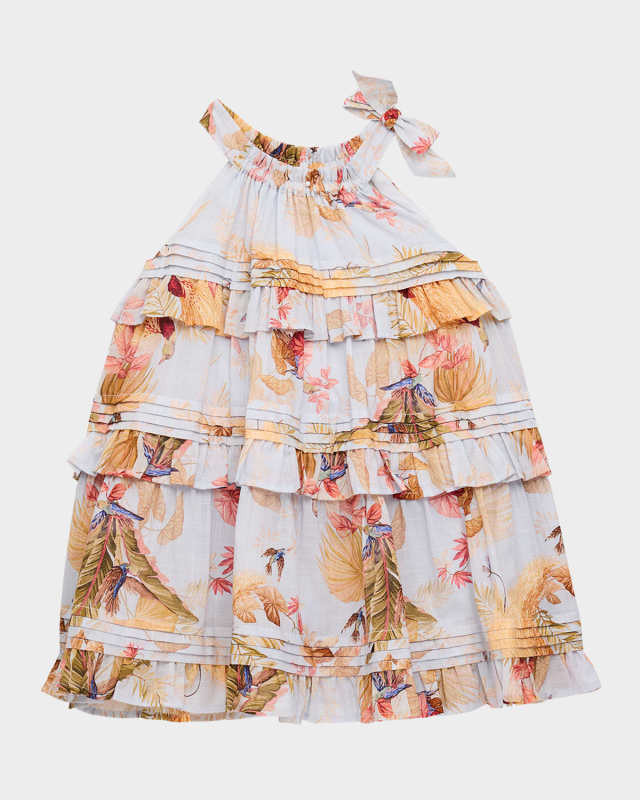 Girl's Rhiannon Floral-Print Tiered Dress, Size 1-12